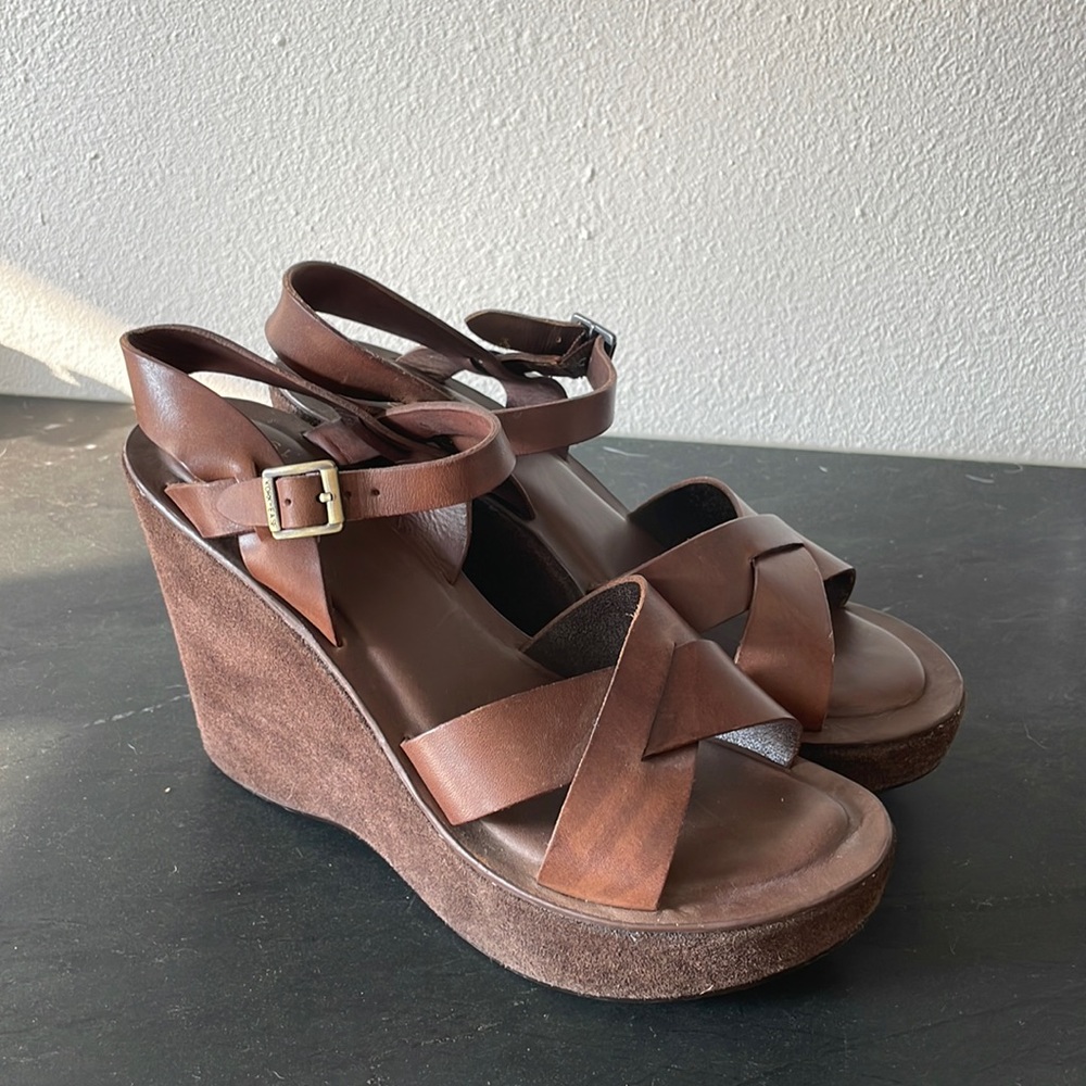Kork Ease platform wedge sandals, size 8